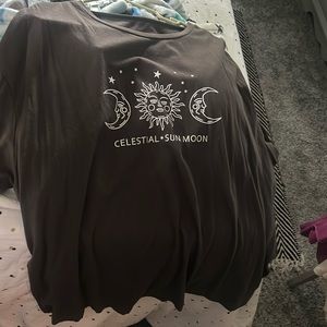 grey classic tee with the words “celestial” “sun” and “moon”
